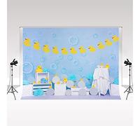 Kate Photo Studio Backdrop cute Yellow Duck Decoration for Children Birthday Party 2.2x1.5m/7x5ft Blue Baby Shower Party Props Soft Portrait Backdrop for Baby Shooting