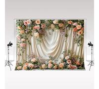 Kate Photography Backdrop 2.2x1.5m/7x5ft Fine Art Colorful Flower White Curtain Backdrop Wedding Photo Wallpaper Birthday Party Banner