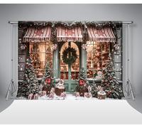 Kate Photography Backdrop 3x2m/10x6.5ft Christmas Store Snow Scene Christmas Tree Decorative Props Family Portrait Kids Birthday Photo Background Studio