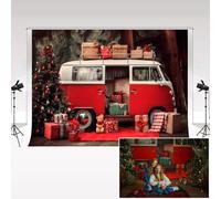 Kate Photography Backdrop 3x2m/10x6.5ft Winter Snow Scene Christmas Red Car Gifts Xmas Tree Kids Birthday Family Portrait Background Photo Studio Props