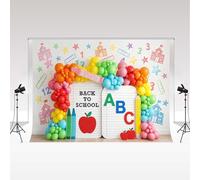 Kate Photography Backdrop for Back to School 3x2.5m/10x8ft Rainbow Balloons ABC Decorative Baby Child Birthday Portrait Photo Background Studio