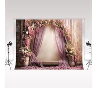 Kate Photography Backdrops 2.2x1.5m/7x5ft Retro Fine Art Colorful Flower Purple Curtain Beige Arched Wall Background Wedding Birthday Portrait Photocall
