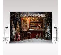Kate Photography Backdrops 2.2x1.5m/7x5ft Winter Christmas Outdoor Forest Red Brown Wooden Dining Truck Backdrop Family Portrait Background Photo Studio