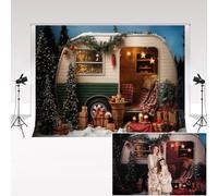 Kate Photography Backdrops 3x2m/10x6.5ft Christmas Snow Night Forest Xmas Tree Camping Car Backdrop Kids Family Portrait Decor Background Photo Studio