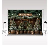 Kate Photography Backdrops 3x2m/10x6.5ft Winter Christmas Tree Forest Glitter Snow Brown Rustic Wooden Photo Background Studio Photocall Props