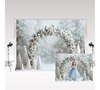 Kate Photography Background 2.2x1.5m/7x5ft Winter White Christmas Snowy Green Arch Bokeh Neon Xmas Backdrop Kids Birthday Family Portrait Photo Background