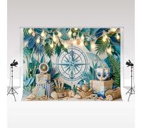Kate Photography Background 2x2m/6.5x6.5ft Summer Nautical Compass Anchor Tropical Leaves Kids 1st Birthday Cake Smash Backdrops Party Decorative Props Baby Shower Photo Studio Photocall
