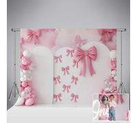 Kate Pink Bow Photography Backdrop Girl Birthday Baby Shower Background 10x10ft/3x3m Balloon Princess Theme Party Decor for Newborn Cake Smash Photoshoot Studio Portrait Booth Prop