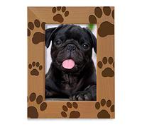 KATE POSH - Doggie Paw Engraved Natural Wood Picture Frame, Best Dog Ever, Memorial Dog Frame, Best Cat Ever, Memorial Cat Photo Frame (4x6-Vertical)