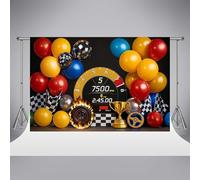 Kate Racing Car Balloons Backdrops 6.5x6.5ft/2x2m Photography Backdrop for Kids Champions Cup Boys Birthday Party Decorations Photo Studio Props