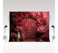 Kate Red Flower Photography Backdrop 3x2.5m/10x8ft Rococo Gorgeous Vintage Wedding Photo Shooting Backgrounds Palace Style Birthday Anniversary Decoration Photo Booth