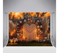 Kate Romantic Bohemia Valentine's Day Photography Background 8x8ft/2.5x2.5m Arch Floral Pampas Grass Boho Party Photography Backdrop Photo Shoot Decor Portrait Photo Booth Props Supplies