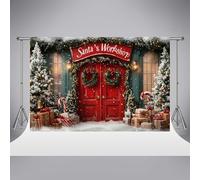 Kate Santa's Workshop Photography Backdrop 10x6.5ft/3x2m Xmas Tree Snow in Winter Photo Background Gifts Candy Kids Holiday Family Merry Christmas Party Decor Photo Booth Props