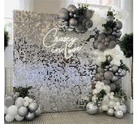 Kate Sequin Backdrop Shimmer Wall Backdrops Sequin Shimmer Wall Panels Glitter Backdrop for Party Decorations Birthday Wedding -24PCS Silver