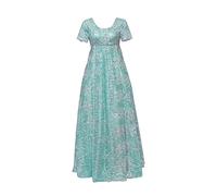 Kate Sharma Dress Cosplay Costume High Waistline Regency Era Dress Jane Austen Tea Party Gown, Green, S