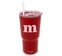kate spade new york 20 Ounce Insulated Initial Tumbler for Cold and Hot Drinks with Reusable Straw, Stainless Steel Travel Cup with Slide Top Lid (M)