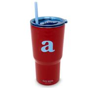 Kate Spade New York 20 Ounce Insulated Initial Tumbler for Cold and Hot Drinks with Reusable Straw, Stainless Steel Travel Cup with Slide Top Lid (A)