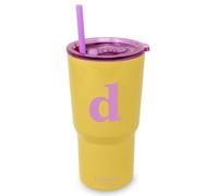 kate spade new york 20 Ounce Insulated Initial Tumbler for Cold and Hot Drinks with Reusable Straw, Stainless Steel Travel Cup with Slide Top Lid (D)