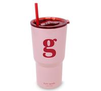 kate spade new york 20 Ounce Insulated Initial Tumbler for Cold and Hot Drinks with Reusable Straw, Stainless Steel Travel Cup with Slide Top Lid (G)