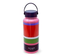 Kate Spade New York Large Insulated Stainless Steel Water Bottle, 33 Ounce Metal Water Bottle, Double Wall Travel Tumbler with Lid (Sunny Day Stripe)