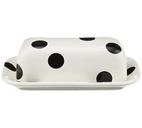Kate Spade New York 856724 Deco Dot Covered Butter Dish, Stoneware, White