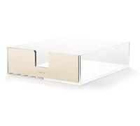 kate spade new york Acrylic Letter Tray, Gold | 12.5" x 10.25" Clear Plastic Desk Organizer with Gold and Quote Details for Standard Size Paper Organization