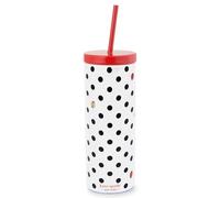 Kate Spade New York Acrylic Tumbler with Lid and Straw, 24 oz Slim Double Wall Tumbler (Ladybug Dot)