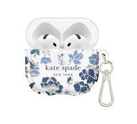 Kate Spade New York AirPods 4 Protective Case with Keyring Ring - Flower Bed Blue Compatible with AirPods 4th Generation