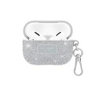 kate spade new york AirPods Pro Protective Case with Keychain Ring - Crystal Pave Silver, Compatible with AirPods Pro 2nd / 1st Generation