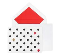 kate spade new york Blank Greeting Cards, Stationery Set with 10 Cards and Envelopes, Green All Occasion Notecards, Ladybug Dot