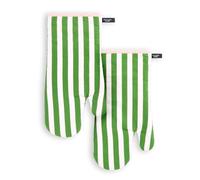 Kate Spade New York Botanical Stripe Oven Mitt 2-Pack Set, 7" x 13", Green/Pink