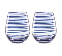 kate spade new york Charlotte Street 2Pc Stemless Wine Glass, 2 Count (Pack of 1), Blue