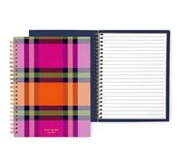 kate spade new york Colorful Mini Spiral Notebook, 8.25" x 6.75" Journal Notebook with 112 Lined Pages, Grand Plaid Duo