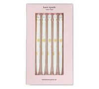 Kate Spade New York Colorful Plastic Mechanical Pencil Set of 5, Pencils Hold 0.7mm Lead, Gold Dot with Script