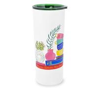 kate spade new york Cute Floral Stainless Steel Mug, 24 Ounce Travel Tumbler, Double Wall Insulated Cup with Lid, Charmed Library