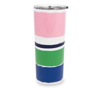 kate spade new york Cute Floral Stainless Steel Mug, 24 Ounce Travel Tumbler, Double Wall Insulated Cup with Lid, Ocean Stripe