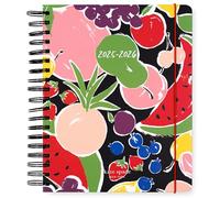 kate spade new york Daily Planner 2025-2026 Mega Agenda August 2025-December 2026, Hardcover Weekly and Monthly Spiral Planner with Stickers (Summer Fruit)
