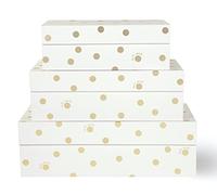 Kate Spade New York Decorative Storage Boxes with Lids, 3 Pack Sturdy Organizer Storage Bins, Includes Small Medium Large Pink Nesting Boxes with Magnetic Closure, Gold Dot with Script