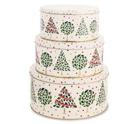kate spade new york Decorative Tins with Lids, 3 Piece Nesting Tins, Small Medium & Large Metal Cookie Christmas Containers, for Gift Giving and Storage, Evergreen Confetti Dot