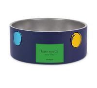 kate spade new york Dog Dish for Food and Water, Stainless Steel Bowl with Non-Slip Base, 2 Cup (16oz) Capacity, Small & Medium Pet Bowl for Dogs, (Watercolor Dot)