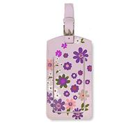 Kate Spade New York Durable Purple/Blush Floral Vegan Leather Travel Bag Luggage Tag, Pacific Petals