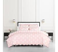 Kate Spade New York Eclipse Stripe Dot 3-Piece Full/Queen Quilt Bedding Set, 100% Cotton Reversible Cover, All Season Warmth Bedding, Machine Washable, Pink