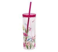 Kate Spade New York Floral Acrylic Tumbler with Lid and Straw, 20 oz, Slim Double Wall Tumbler, Dragonfly Tulip