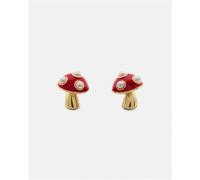 Kate Spade New York Gold Secret Garden Red Enamel Mushroom Studs - Gold