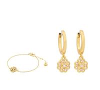 Kate Spade New York Heritage Bloom Bracelet & Huggies, Clear/Gold