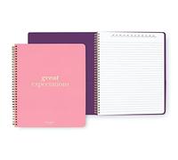 Kate Spade New York Large College Ruled Notebook, 11" x 9.5" Pink Spiral Notebook with 160 Pages, Great Expectations