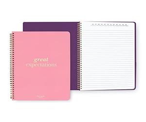 Kate Spade New York Large College Ruled Notebook, 11" x 9.5" Pink Spiral Notebook with 160 Pages, Great Expectations