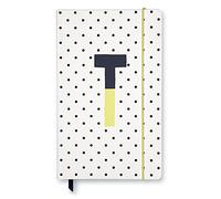 Kate Spade New York Large Take Note Initial Journal Notebook, Polka Dot Vegan Leather Bound Journal, Lined Notebook with 168 Pages and Bookmark (T (Yellow))