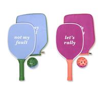 Kate Spade New York Let's Rally Blue and Pink Pickleball Set Including 2 Paddles, 2 Paddle Covers, and 2 Pickleball Balls Two Tone, Let's Rally