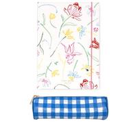 kate spade new york Lined Writing Journal with Pen Case, Vegan Leather Journal with 168 Pages, Zipper Pouch for Office Supplies (Joyful Garden)